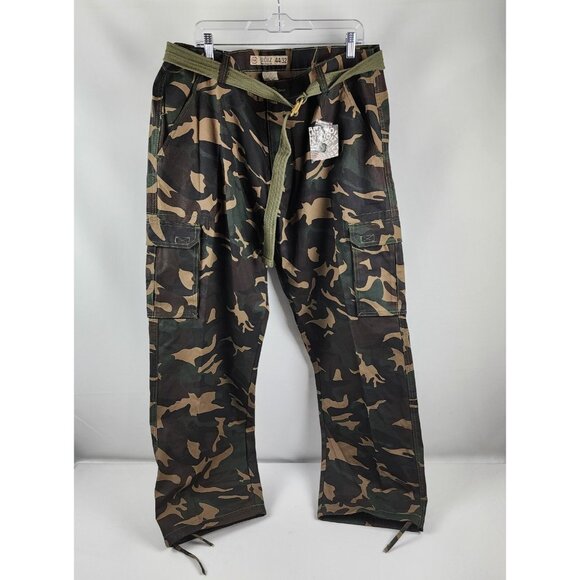 Noiz Pants Mens 44x32 Camo Multicolor Cargo Belted Pants NWT - Picture 1 of 10